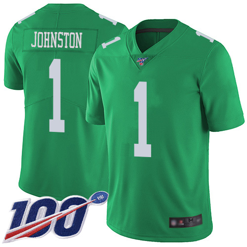 Men Philadelphia Eagles 1 Cameron Johnston Limited Green Rush Vapor Untouchable NFL Jersey 100th